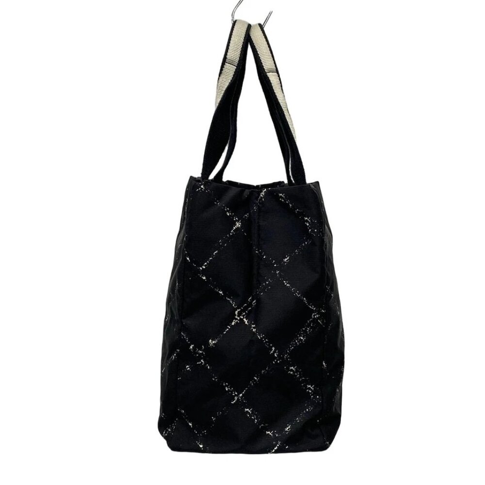 CHANEL Old Travel Line - Black Gray Nylon Cotton Tote Bag 337-042825 - Picture 3 of 10